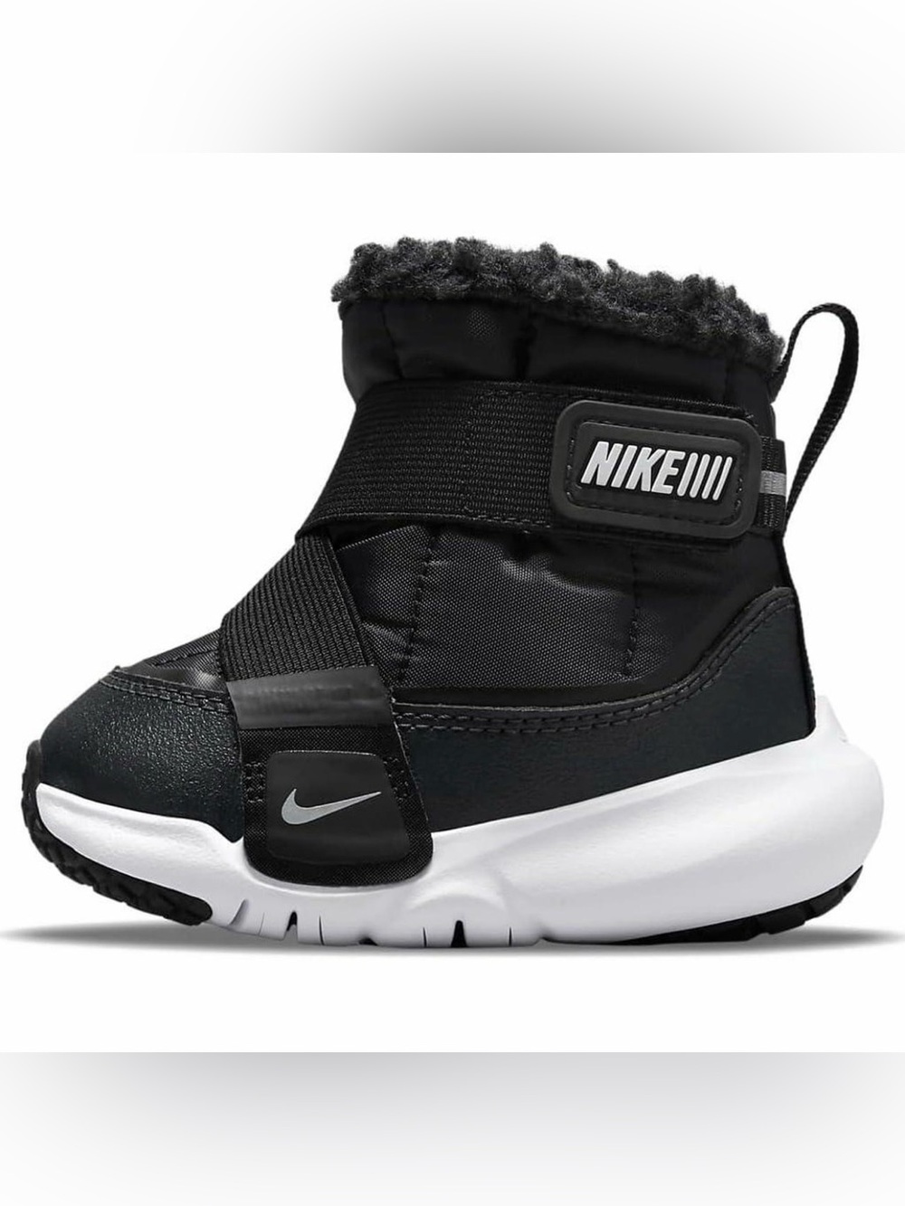 Nike Kids Flex Advance Black & White Insulated Winter Boots Shearling Collar